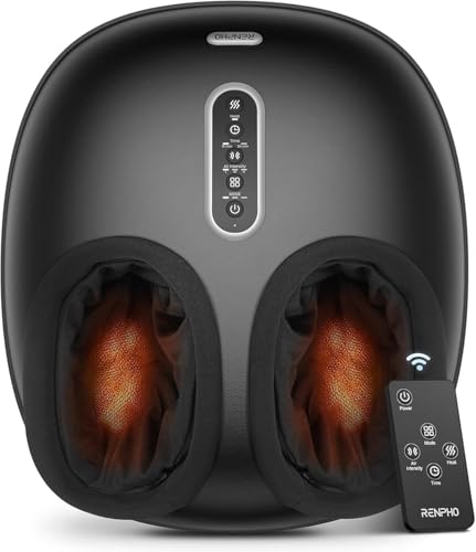 Masajeador de pies RENPHO con calor [Actualizado 2025], Masajeador pies Shiatsu para fascitis plantar, 3 modos y niveles de compresión de aire, ideal para regalar a hombres y mujeres