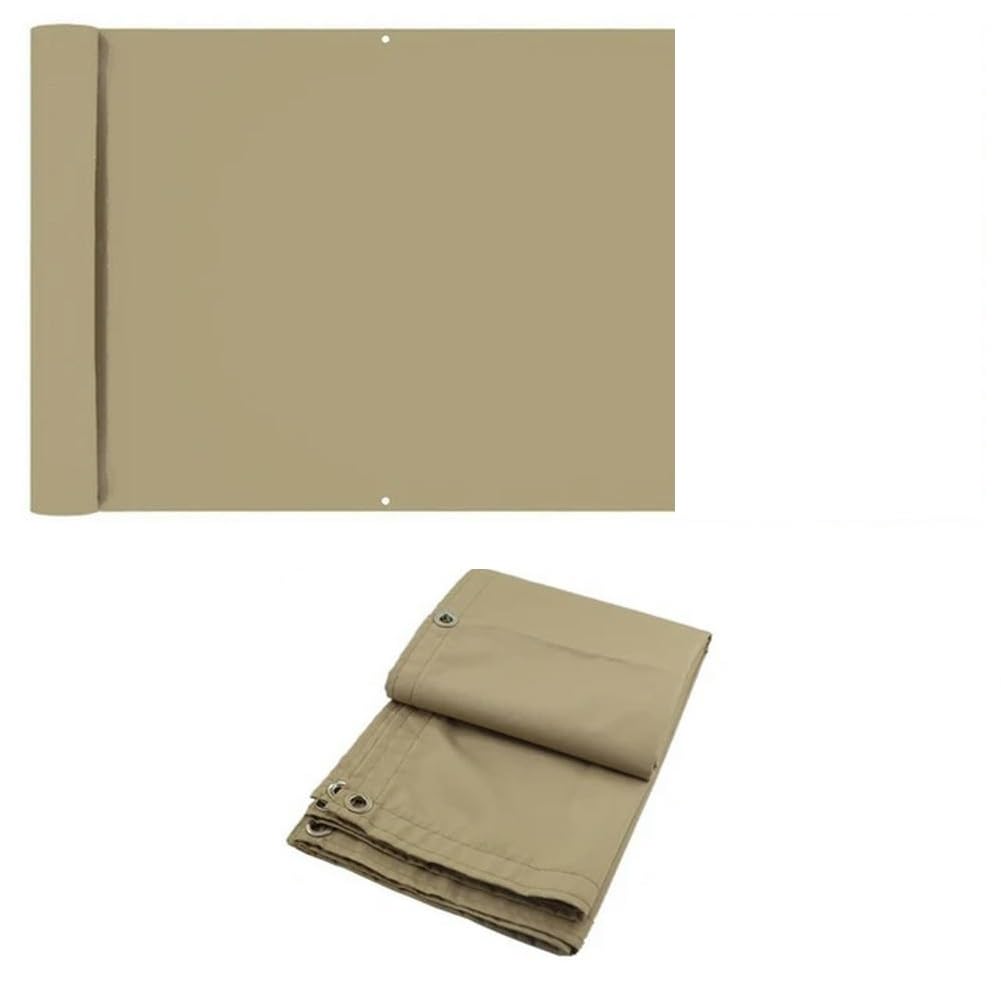 Wodoodporna siatka przeciwwiatrowa na balkon, ochrona prywatności, tkanina, kolor khaki, 50 cm, wysokość 0,9 m x 8 m, rozmiar - ogrodzenie ogrodowe na zewnątrz