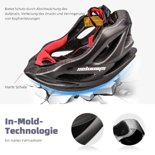 Shinmax Fahrradhelm Herren Damen mit Visier Abnehmbarer Fahrradhelm mit Licht MTB Fahrradhelm Erwachsenen Unisex Mountainbike Helm Radhelm… – Ansicht 4