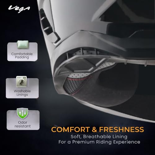 Image of Vega VF 11 Dirt-X Solid Full Face Riding Helmet with Lightweight Shock Absorbing Shell, Aerodynamic Design, Ventilated Interior, Comfortable Fit, Durable Riding Helmet - Black -L