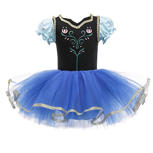 REXREII Vestido de tut de bailarina de princesa, Rapunzel Sofa, blanco como la nieve, de Elsa, disfraz de Halloween - negro - 18-24 meses