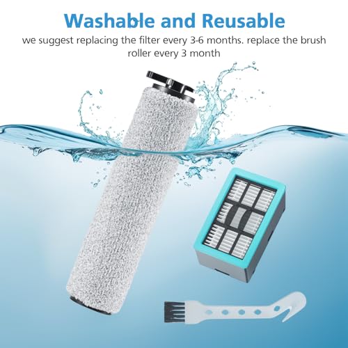 Image of 6-pack 3831 Vacuum Cleaner Brush Roll+ Filter Replacement Parts for Bissell Crosswave HF2 /3845N /3831 Floor Scrubber, 3 Brush Rolls+3 Filters