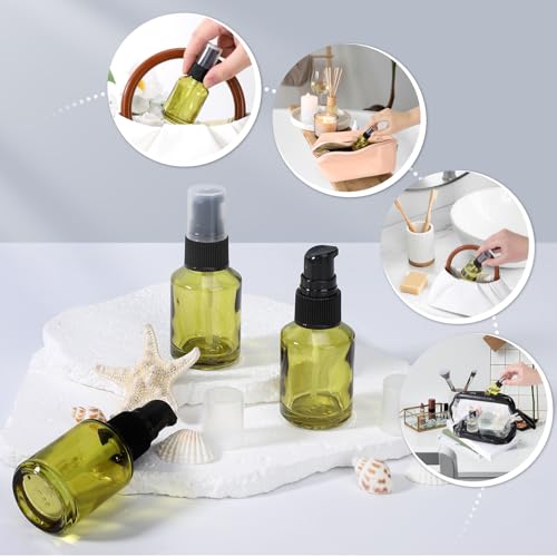 Image of Segbeauty 3pcs Empty Refillable Glass Creams Lotions Bottles, 1oz 30ml Travel Glass Pump Bottle lotion Container Foundation Bottle for Travel, Leak Proof Containers for Oils