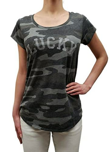 T-shirt femme Lucky Brand gris taille L avec imprimé graphique