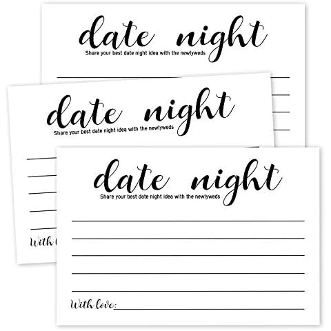 50 Date Night Ideas Cards, Advice and Wishes Cards for Bridal Shower, Wedding, Bride and Groom, Bachelorette Party or Special Event, 4x6 Inch Cover