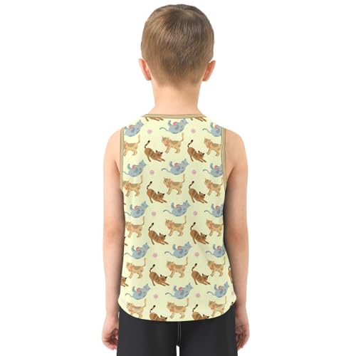 Baby Boys Sleeveless Tank Top Woolly Ball Cat Toddler Athletic Vest 3-10T3