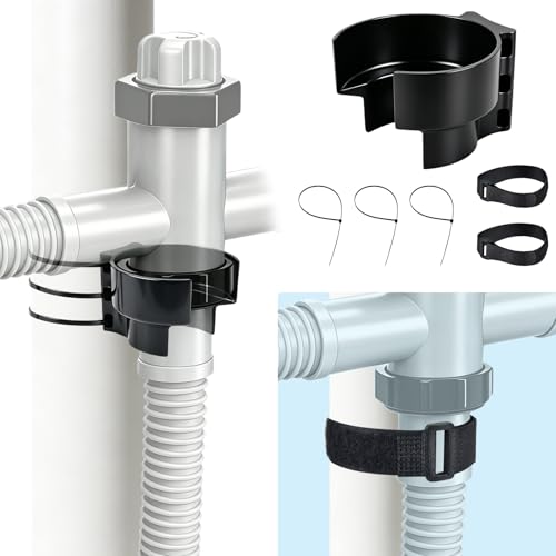succulentlovers Swimming Pool Plunger Valve Bracket Swimming Pool Hose Bracket Holders with Zip Ties & Straps Compatible with Most Brands Pool Pipe Holders Support for Above Ground Pools Accessories