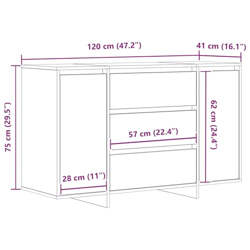 Aparador negro 120 x 41 x 75 cm madera con 3 cajones cómoda moderna para salón 3