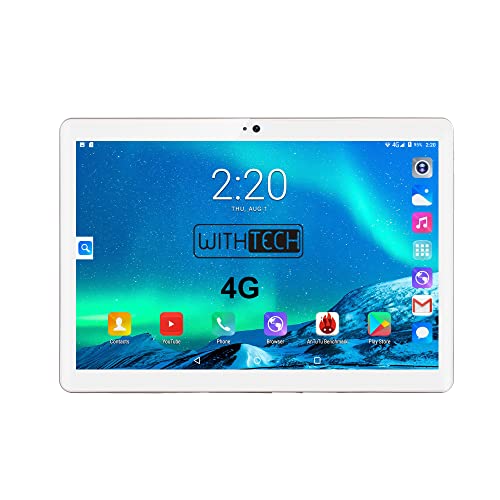 WITHTECH Tablet 10 Android CIS Edison Vi Doble Cristal Templado Deca Core 6 GB RAM 64GB ROM 4G TELEFONO WiFi GPS Dual SIM (Silver) - REACONDICIONADA-
