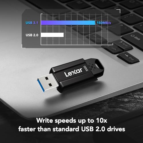 Image of Lexar JumpDrive S80 256GB USB 3.1 Flash Drive, Up to 150MB /s Read (LJDS080256G-BNBNU), Black