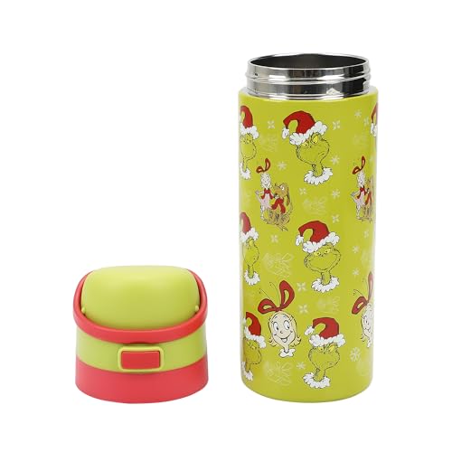 Image of The Grinch & Cindy-Lou Who All-Over Print Green 24 Oz Stainless Steel Water Bottle