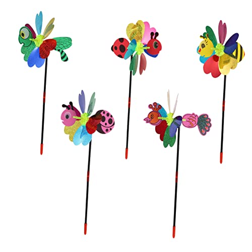 IWOWHERO 5Pcs Outdoor Pinwheels Windmill Crafts for Garden Decoration Fun Lightweight and Durable Bright Visuals for Patios and Yards