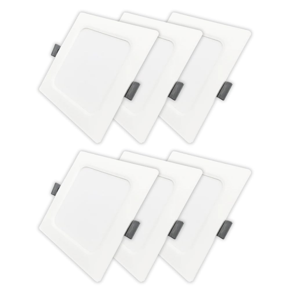 LUXULA LED Einbauleuchte eckig Weiß, 6 Stück 220x26mm, 18W 1800lm, IP44 Einbaustrahler flach CCT 2700K 4000K 6000K einstellbar, LED Deckenstrahler Einbauleuchte 230V Bad, Küche & Innenräume