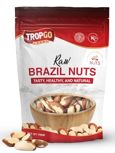 Tropgo Raw Brazil Nuts 170g - Packed Fresh 100% Natural Brazilian Nuts with Fibre Protein and Minerals Perfect for Snacking - Kosher Nuts - Bulk Brazil Nuts
