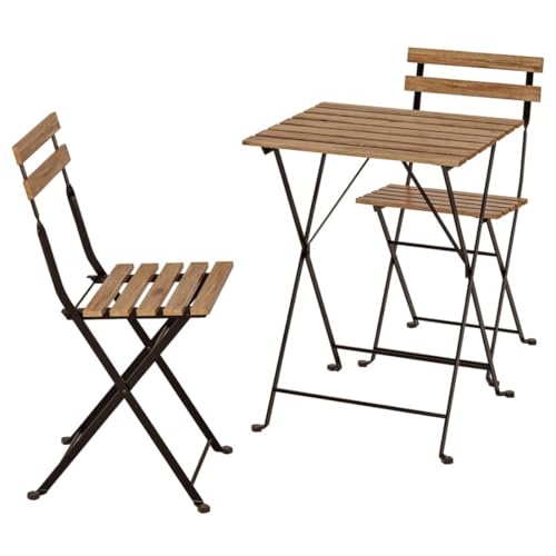 Ikea TÄRNÖ Table+2 Chairs, Outdoor, Black/Light Brown Stained