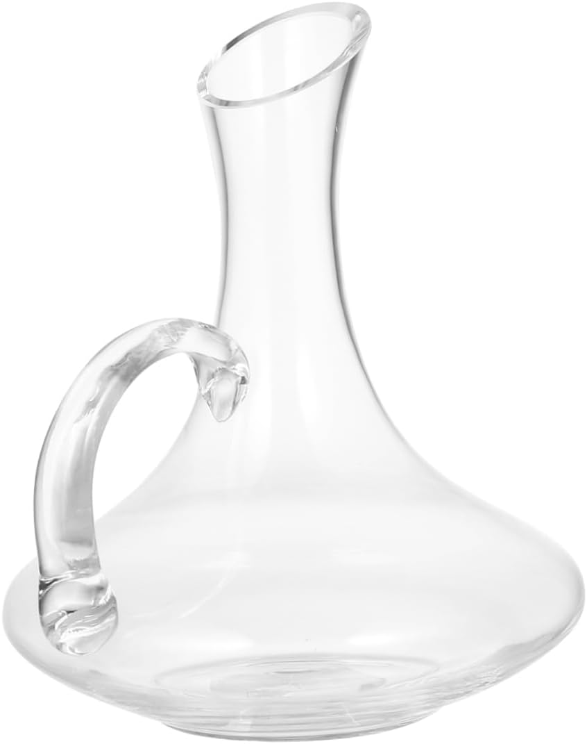 VICASKY 1Pc Glass Wine Decanter with Handle for Home Bar Decoration for Whiskey and Bourbon for Christmas Weddings and Birthdays
