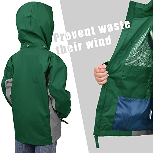 Image of YINGJIELIDE Boys Girls Waterproof Rain Jackets Kids Easy to Fold Windbreaker Lightweight Outdoor Hooded Raincoat