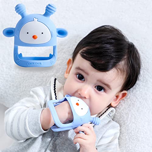 Image of COZYPANDA Baby Teether - Silicone Teething Toys for Infants 0-6 Months, Never Drop Teether, BPA Free (Blue)