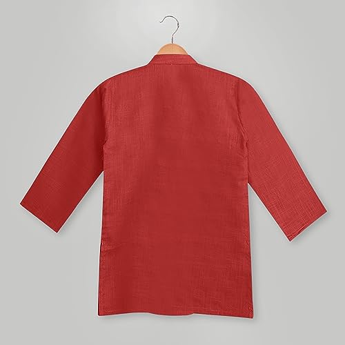 Image of Baby Boys Ethnic Wear Cotton Kurta Pyjama Set with Embroidery