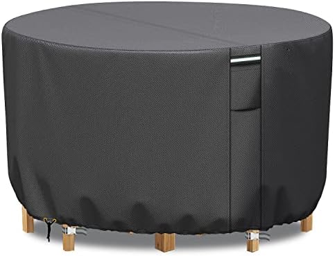PTEROMY Waterproof Patio Table Cover - Heavy Duty 600D Canvas For Outdoor Dining Set, 111"x74" (Gray)