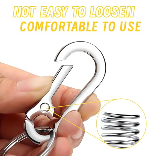 6 Karabiner Schlüsselringe, Karabinerhaken Klein aus Metall für Schlüssel, Outdoor und DIY, Zinklegierung und Edelstahl, 22 mm x 45 mm x 5 mm