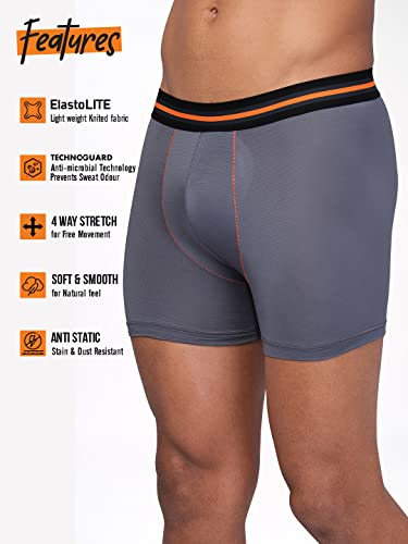 Image of TECHNOSPORT Men's Colorblock Trunks Underwear with ElastoLITE 4 Way Stretch Lightweight Breathable Moisture Wicking Soft Anti Odour Anti Microbial UPF 50+ Comfort Fit Boxer Briefs Innerwear for Men