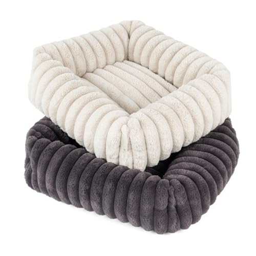 Wallace & Jones | Hundebett Mary - Sand | S | ca. 51 x 46 x 15 cm | weicher Schlafplatz, Breitcord Optik, Hundekörbchen