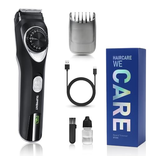 SUPRENT Beard Trimmer for Men- Adjustable Electric Beard Trimmer with 19 Length Settings, Cordless Mustache Trimmer for Men