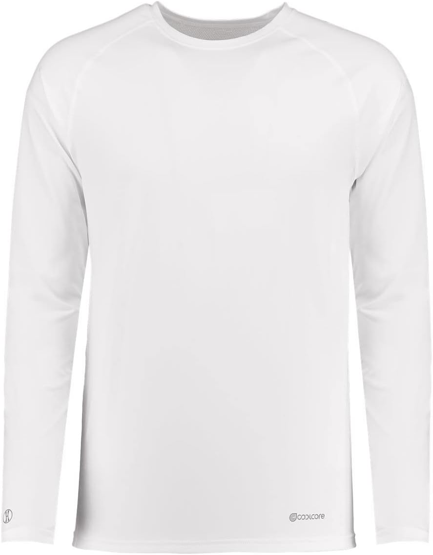 Holloway Youth Electrify Coolcore Long Sleeve Tee-White-L