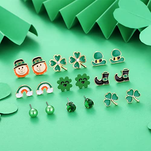 20 Pairs Hypoallergenic St. Patrick’s Day Earrings for Girls Cute Stud Earrings Sets for Teen Girls Women Easter Earrings Bulk Shamrock, Clover, Easter Egg, Bunny, Green Holiday Accessories Jewelry3