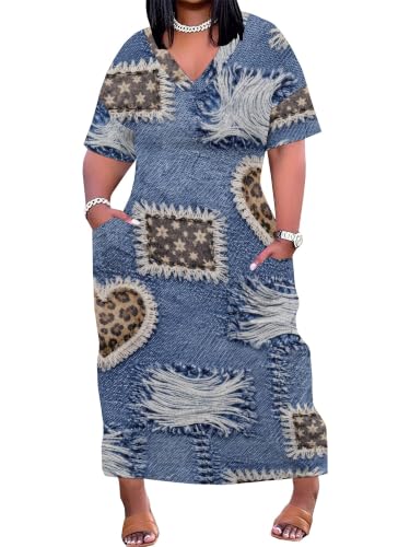 Image of PinkPatty Women's Plus Size V Neck 3 /4 Sleeve Wrap Maxi Dress with Belt | Boho floral wrap maxi dress with belt for vacations, weddings, parties, church, dinners, and everyday elegant wear
