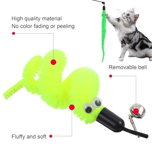 Bremorou 25 Stück Katzenwurm Spielzeug Katzenangel Spielzeug Katze Ersatz Kätzchenstab Nachfüllung Katzenwurmspielzeug Nachfüllpackungen Katzenstab für Kätzchentraining