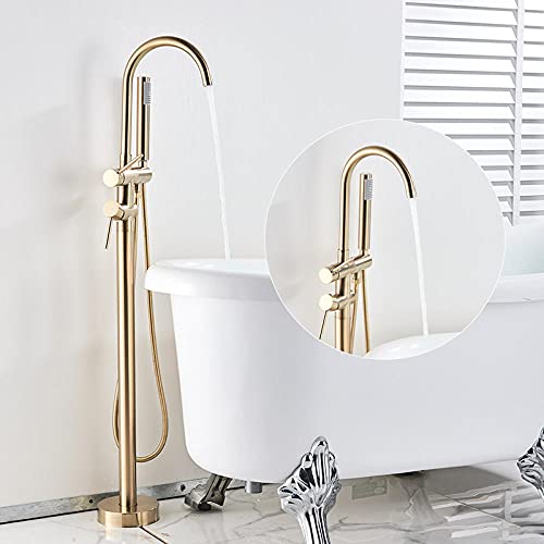 Colonne de douche dorée sur pied pour bain relaxant style spa