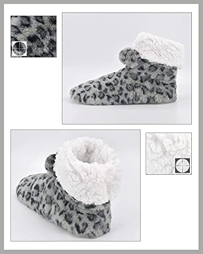 Image of DICUIRD Womens Thick & Warm Slipper Socks with Grippers - Christmas House Slippers