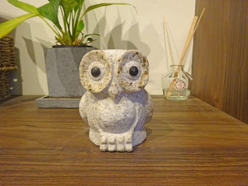 Amazon.co.jp: 錆石フクロウ(ベージュ色) 福を呼ぶフクロウの置物 玄関 