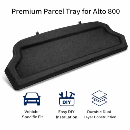 Image of Premium Parcel Tray for Maruti Suzuki Alto 800 Rear Parcel Shelf Board with Fabric Top Surface Reinforced Molded Base Strong Load Bearing Easy DIY Installation Vehicle Specific Fit Black