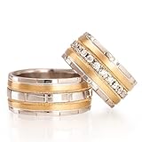 Wedding Ring Set 14K Gold Plated Couple Matching Wedding Band Set Personalized Man and woman Silver Wedding Ring Set