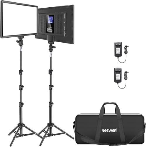 NEEWER 2 Packs Panneau Lumière Vidéo LED 12,9 avec Batterie 8000mah Intégrée Éclairage Vidéo Bicolore Variable avec Support Lumière&Sac Transport pour Jeu/Diffusion Direct/Youtube/Studio/Photographie