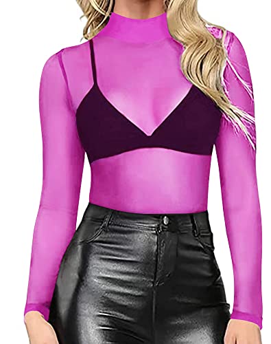 トップス PINK RIBBON SEE-THROUGH TOPS (HIGH NECK) Pink ribbon see-through tops (High neck)