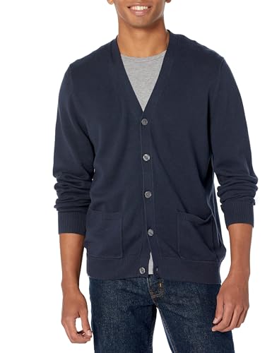 Amazon Essentials Herren Strickjacke aus Baumwolle, Marineblau, XXL Amazon Essentials Herren Strickjacke aus Baumwolle, Marineblau, XXL