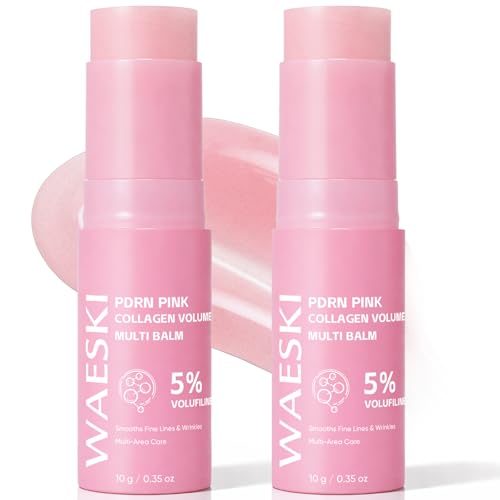 WAESKI PDRN Pink Collagen Volume Multi Balm Volufiline Stick Smooth Fine Lines and Wrinkles Deeply Hydrates and Nourishes the Skin Gentle Formula for Multiple Areas 10 G/0.35 Oz (2 PCS)