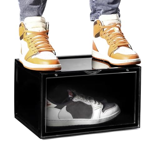 Image of Story@Home Stackable Sneaker Box Transparent - Pack of 1 | Shoe Storage Box for Sneakers Fits Upto Size 13 | Dustproof Sneaker Display Case Organizer | DIY Space-Saving Shoe Organizer - Black