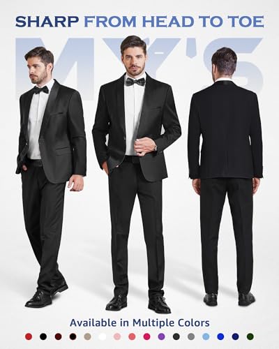 MY'S Men's Casual Slim Fit Blazer, One Button Shawl Lapel Lightweight Suit Jacket for Dinner Wedding Party2