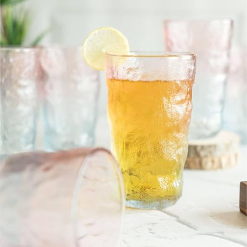 Image of Inovique Enterprises Frosted Clear Water Glass Set of 2 | 350ml Transparent Glacier Water Glass Tumblers for Cold Drinks, Mocktails & Daily Use