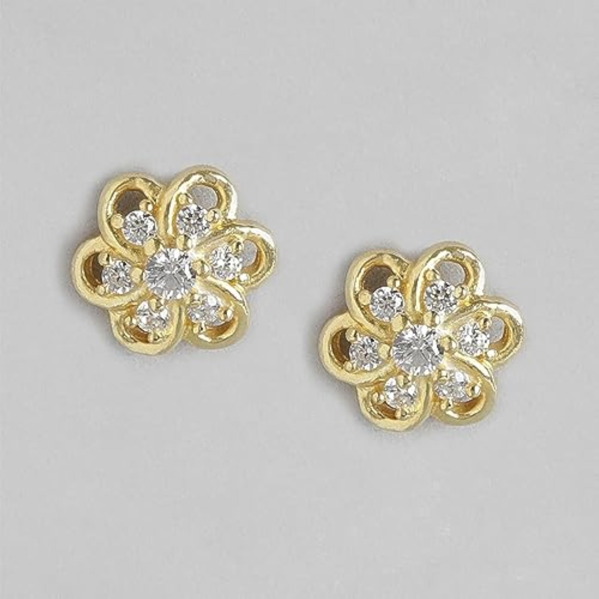 925 Silver CZ Floral Stud Earrings