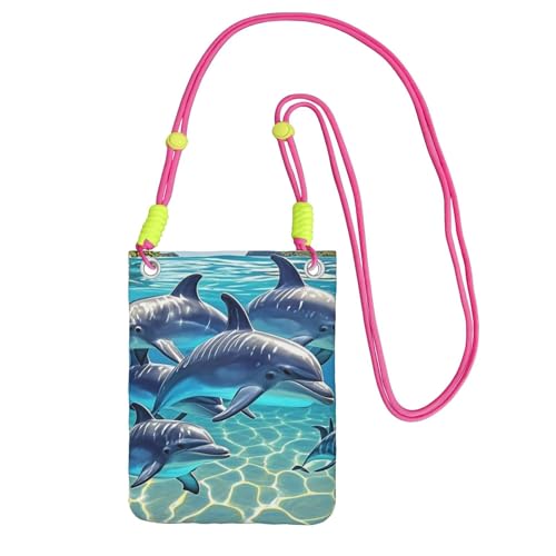 Pochette pour téléphone portable femme au motif artistique de dauphins