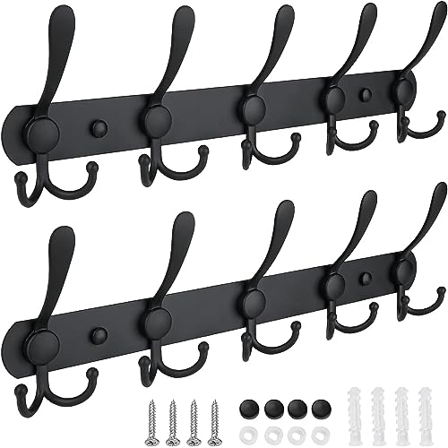 Perchero Pared,Ganchos para Abrigos de Alta Resistencia de 2 Packs,Diseño de 3 Ganchos y Bordes Redondeadas,Capacidad de Carga 11LBS,Wall Coat Rack de Gruesa,para...