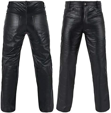 DEFY Challenge Your FearDEFY Men's Cow Skin Full Grain Motorbike Heavy Duty Leather Pants (32") Black