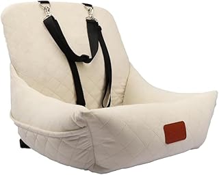 Dog Car Seat for Small Dogs,Ultra-Soft Fabric,2 Storage Pockets & Safety Leash,Adjustable Straps,Easy to