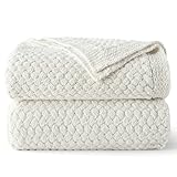 Whale Flotilla Chenille Decke Flauschige Kuscheldecke, Weiche & Warme Strickdecke, Kuschlige Sofadecke Wohndecke für Bett & Couch, 150x200 cm, Weiß